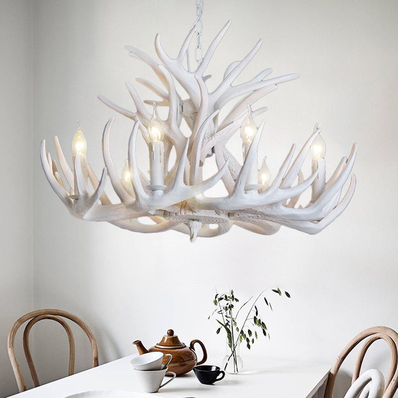 White Antler Chandelier Lighting Rustic Resin 9/12 Heads Fixture - Rebooters