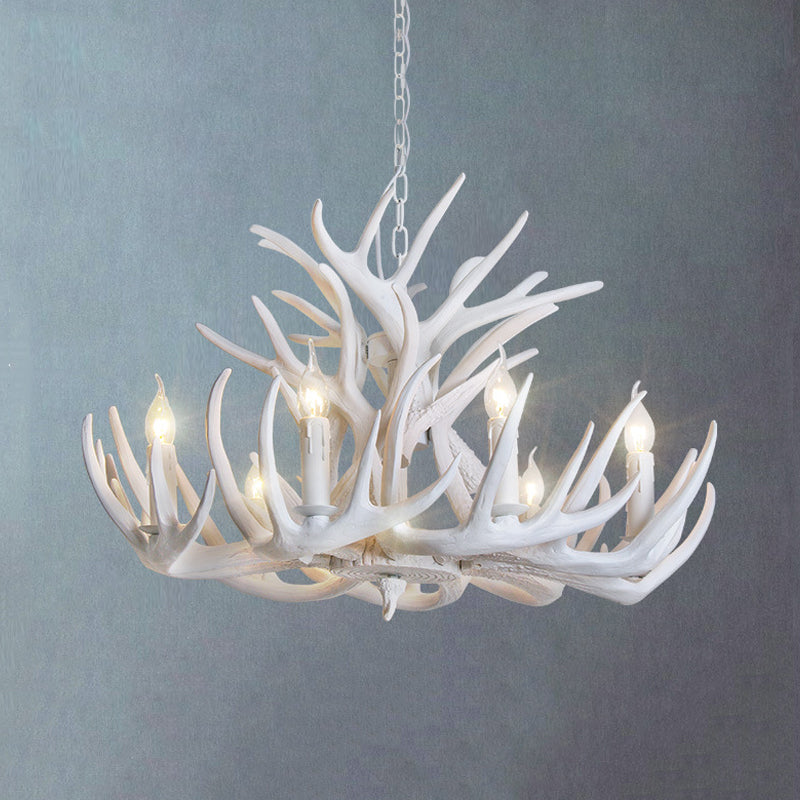 White Antler Chandelier Lighting Rustic Resin 9/12 Heads Fixture - Rebooters