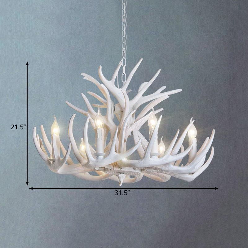 White Antler Chandelier Lighting Rustic Resin 9/12 Heads Fixture - Rebooters