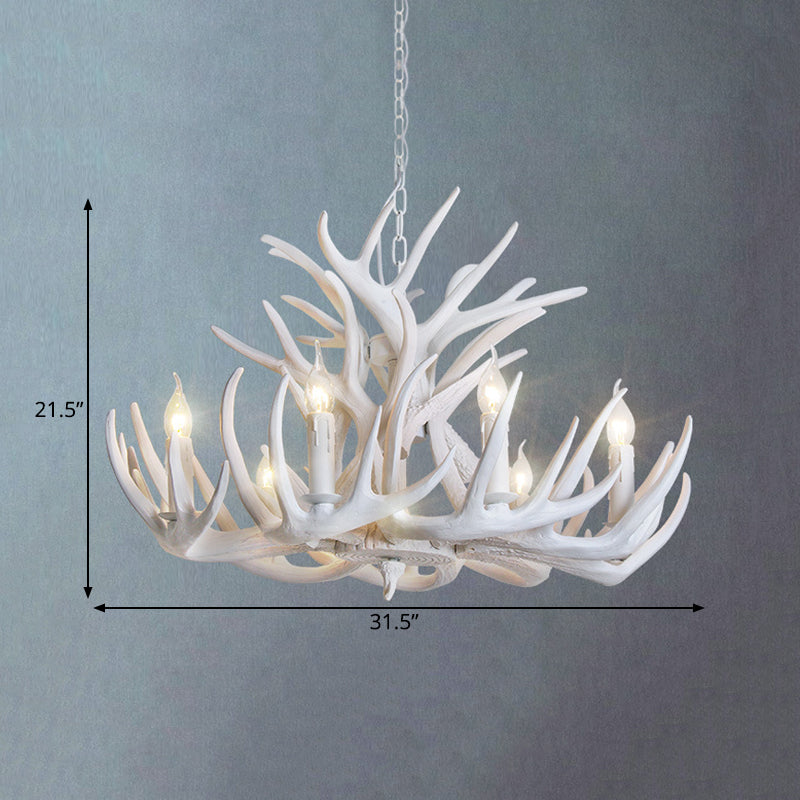 White Antler Chandelier Lighting Rustic Resin 9/12 Heads Fixture - Rebooters