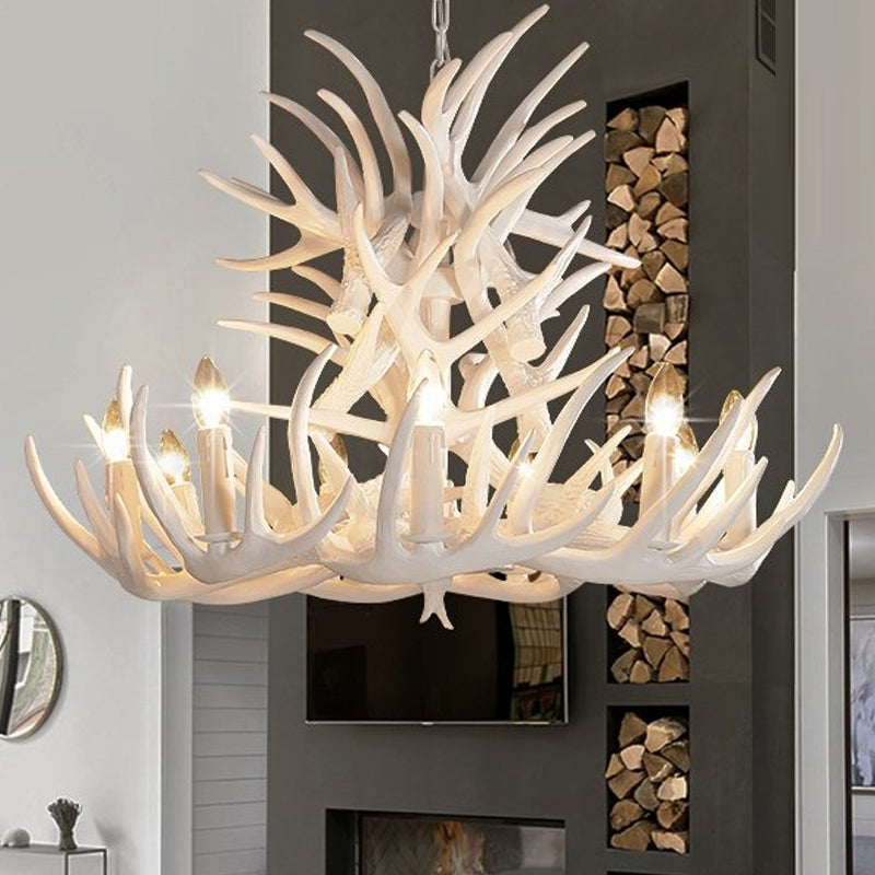 White Antler Chandelier Lighting Rustic Resin 9/12 Heads Fixture - Rebooters