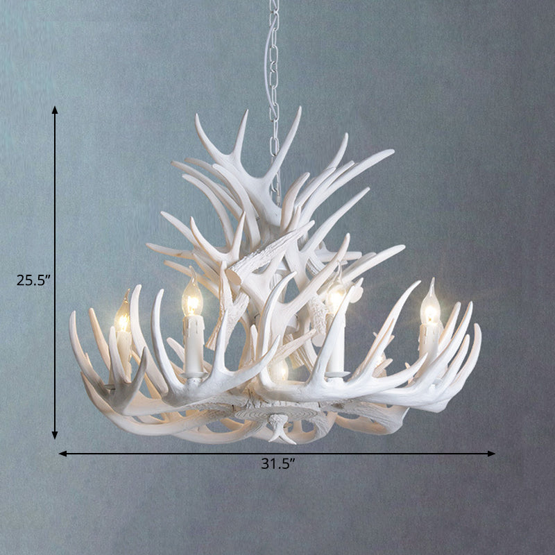 White Antler Chandelier Lighting Rustic Resin 9/12 Heads Fixture - Rebooters