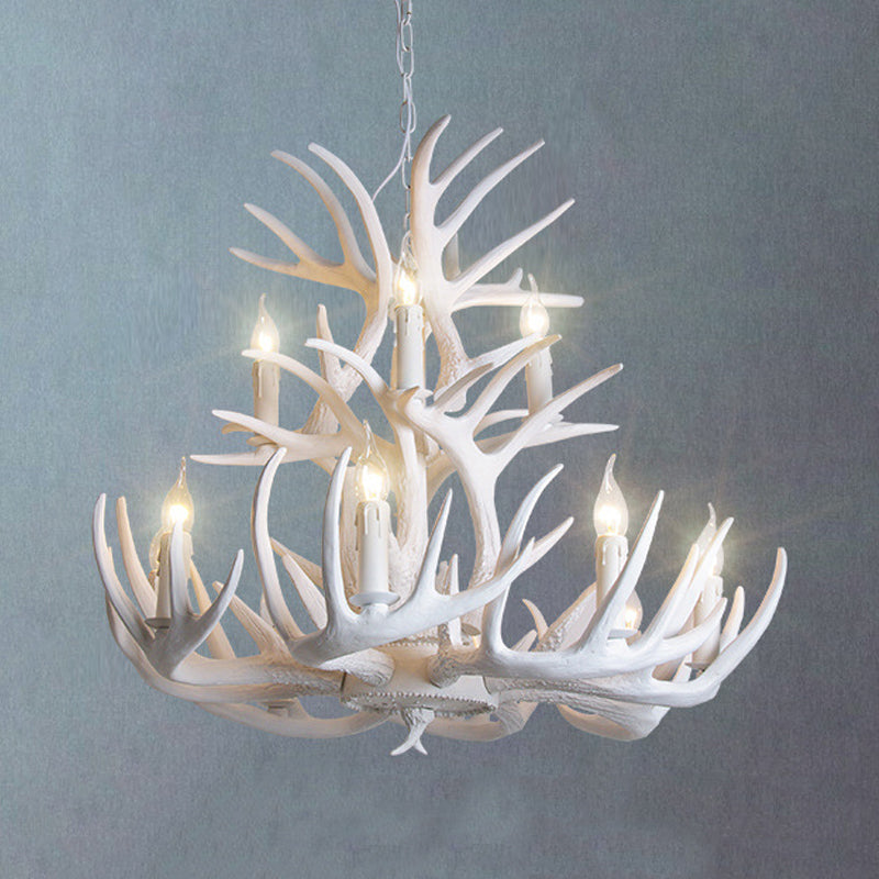 White Antler Chandelier Lighting Rustic Resin 9/12 Heads Fixture - Rebooters