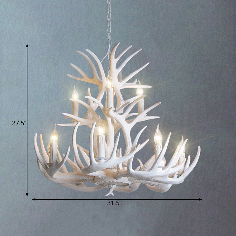 White Antler Chandelier Lighting Rustic Resin 9/12 Heads Fixture - Rebooters