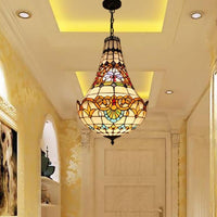 3/5 Lights Flower Chandelier Light Fixture Antique Bronze Cut Glass Suspension Pendant 12 16 Wide - Rebooters