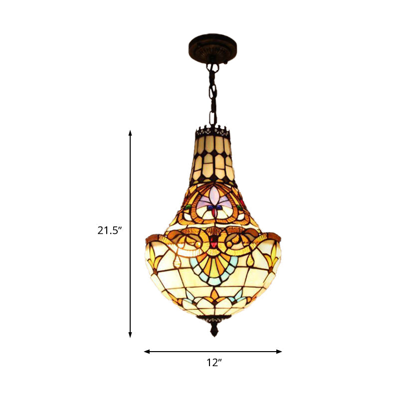 3/5 Lights Flower Chandelier Light Fixture Antique Bronze Cut Glass Suspension Pendant 12 16 Wide - Rebooters