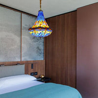 16"/19.5" Wide Dragonfly Chandelier Light Tiffany Stained Glass - Rebooters