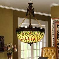 3 Lights Dragonfly Chandelier Light Fixture Tiffany Style - Rebooters