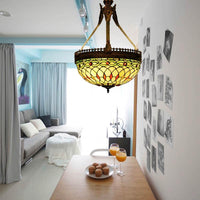 3 Lights Dragonfly Chandelier Light Fixture Tiffany Style - Rebooters