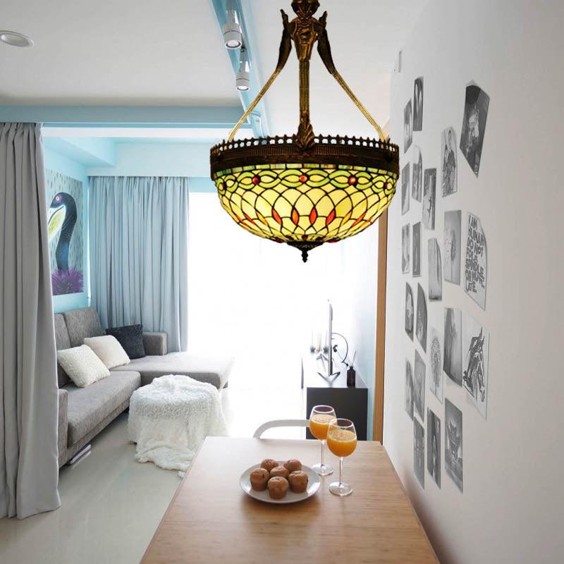 3 Lights Dragonfly Chandelier Light Fixture Tiffany Style - Rebooters