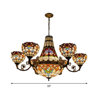11/13 Lights Dining Room Pendant Chandelier Tiffany Brass Down Lighting - Rebooters