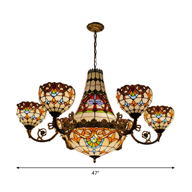 11/13 Lights Dining Room Pendant Chandelier Tiffany Brass Down Lighting - Rebooters