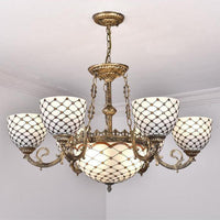 Beaded Chandelier Tiffany Style Stained Glass Antique Brass 3/5/9 Lights - Rebooters