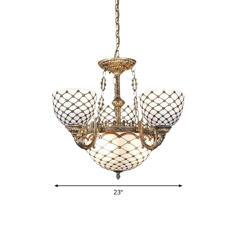 Beaded Chandelier Tiffany Style Stained Glass Antique Brass 3/5/9 Lights - Rebooters