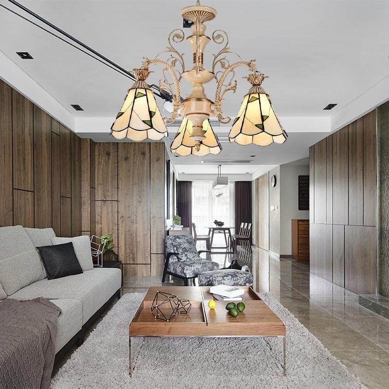 3/5 Lights Chandelier Lighting Fixture Baroque Stained Glass Lamp - Rebooters