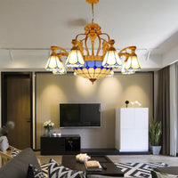 31.5"/37.5" Wide Cone Stained Glass Pendant Chandelier - Rebooters