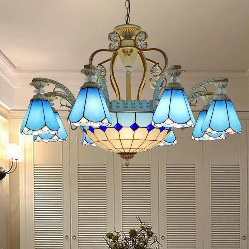 31.5"/37.5" Wide Cone Stained Glass Pendant Chandelier - Rebooters