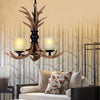 3 Bulbs Resin Chandelier Lighting Traditionary Brown Deer Antler Lamp - Rebooters