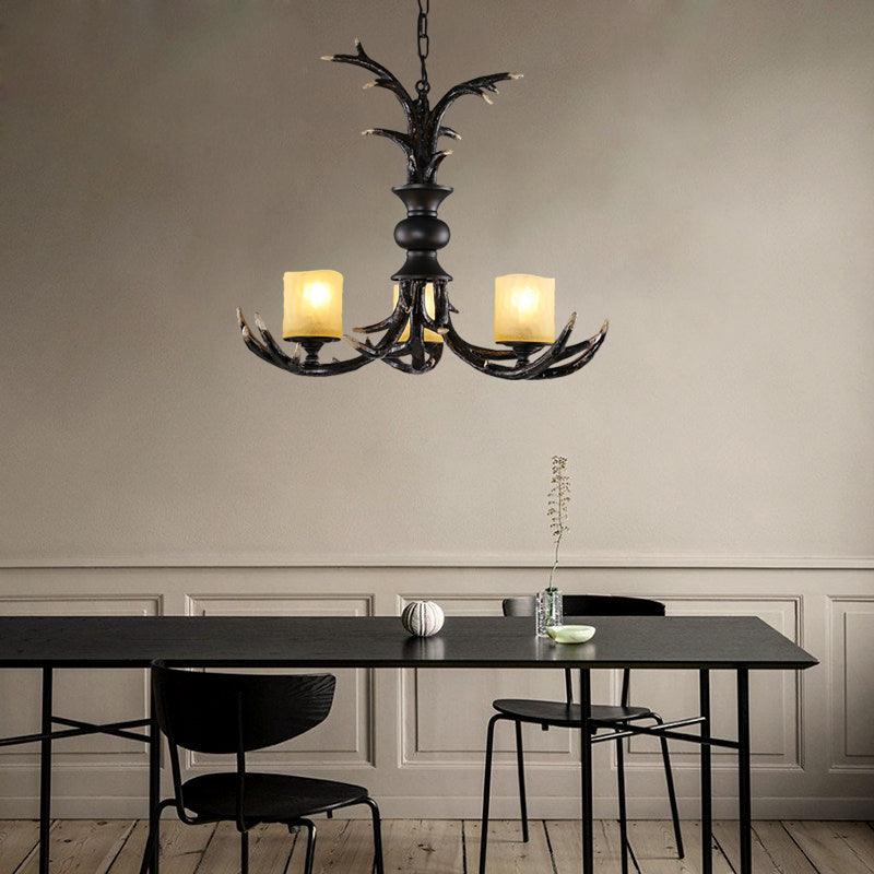 3/5 Bulbs Resin Chandelier Lighting Cottage Brown Faux Antler Lamp - Rebooters
