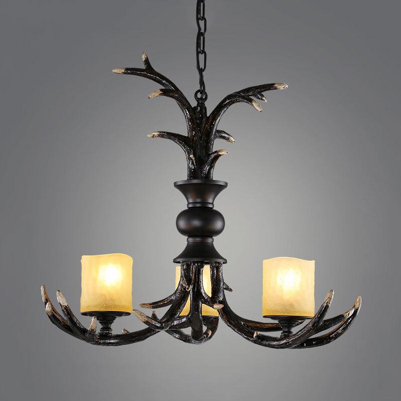 3/5 Bulbs Resin Chandelier Lighting Cottage Brown Faux Antler Lamp - Rebooters