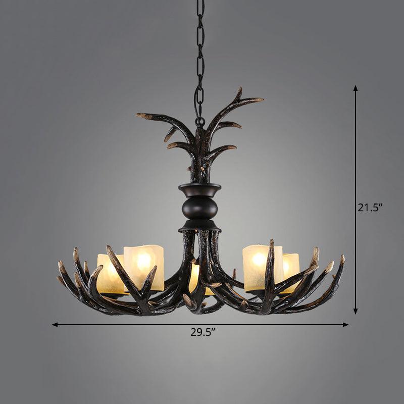 3/5 Bulbs Resin Chandelier Lighting Cottage Brown Faux Antler Lamp - Rebooters