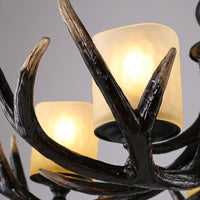 3/5 Bulbs Resin Chandelier Lighting Cottage Brown Faux Antler Lamp - Rebooters