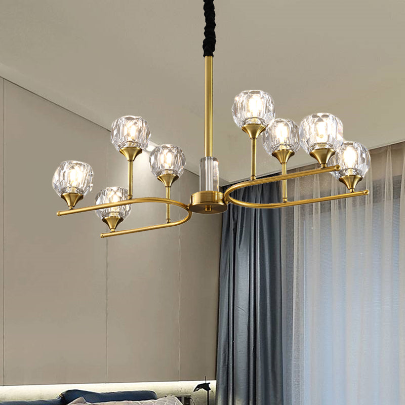 Gold Sphere Hanging Ceiling Light Modernism Crystal Chandelier - Rebooters