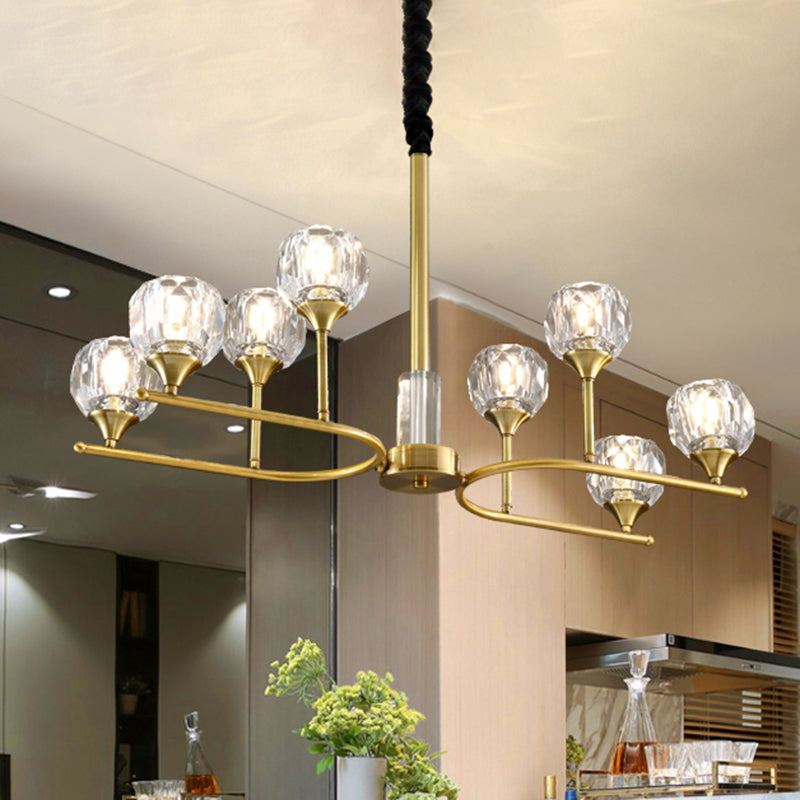 Gold Sphere Hanging Ceiling Light Modernism Crystal Chandelier - Rebooters