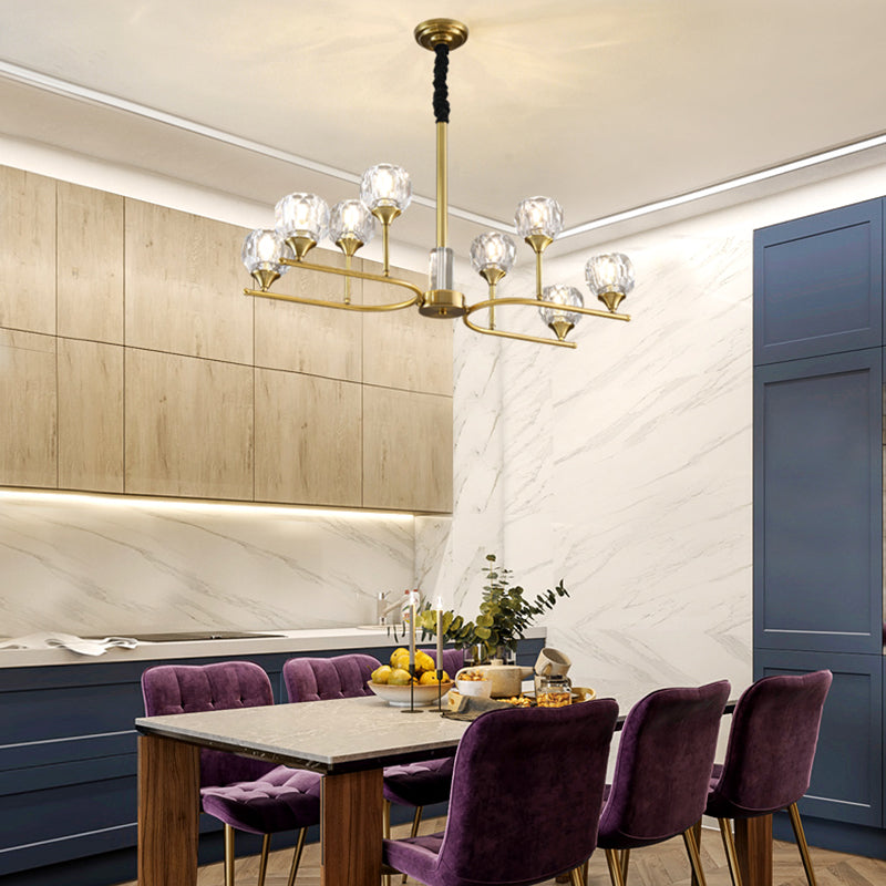 Gold Sphere Hanging Ceiling Light Modernism Crystal Chandelier - Rebooters