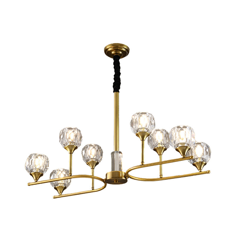 Gold Sphere Hanging Ceiling Light Modernism Crystal Chandelier - Rebooters