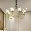Flower Clear Glass Pendant Light Postmodern 6 Heads Gold Chandelier - Rebooters