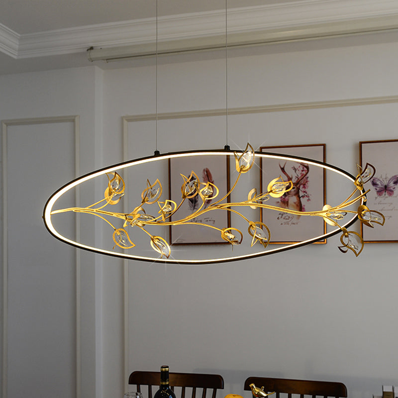 Gold Branch Pendant Ceiling Light Modernism Leaf Crystal Chandelier - Rebooters