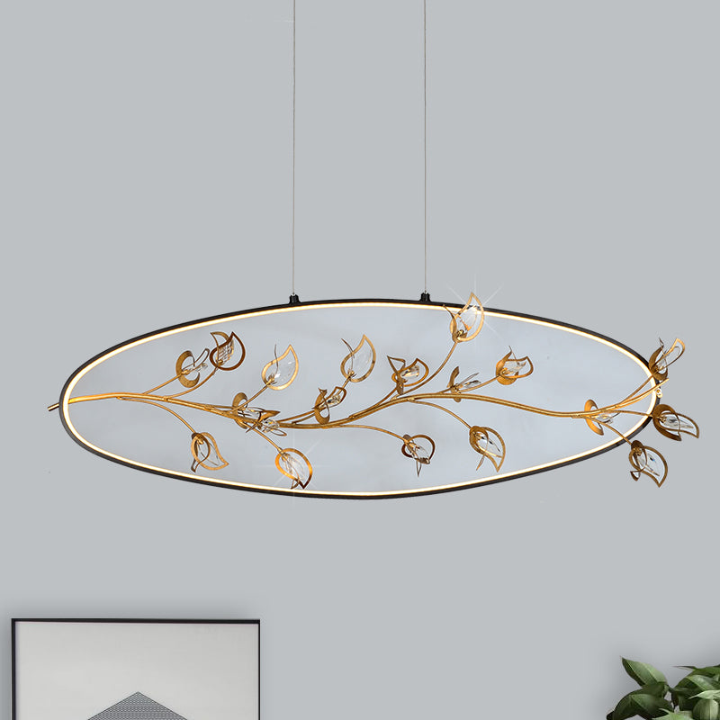 Gold Branch Pendant Ceiling Light Modernism Leaf Crystal Chandelier - Rebooters