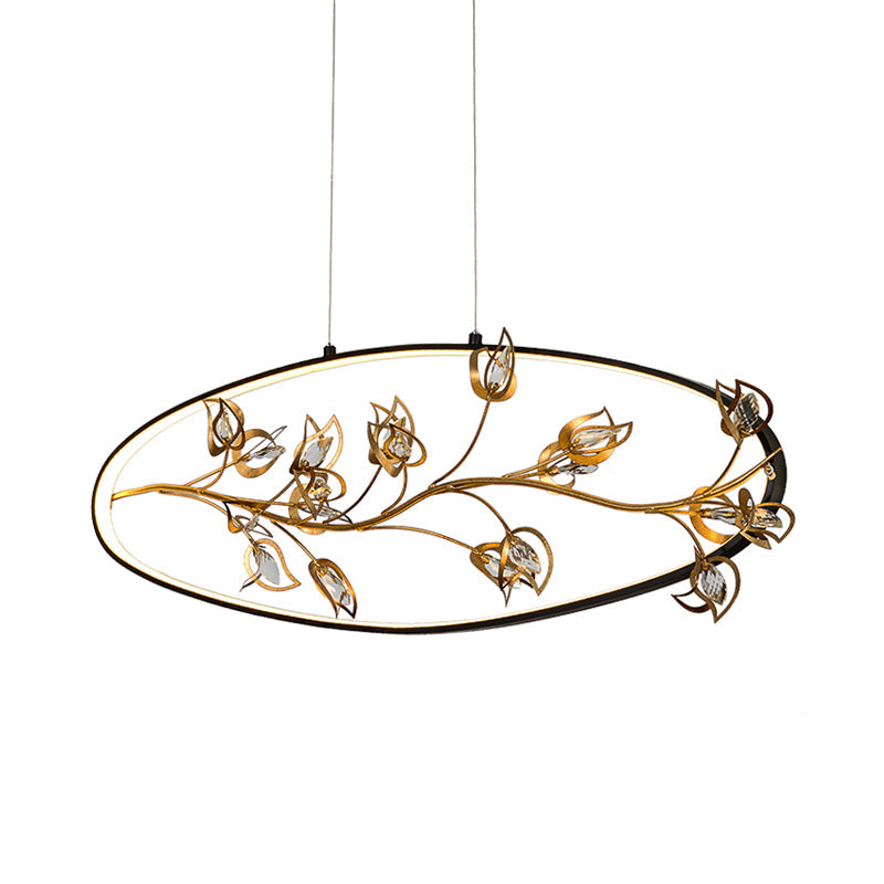 Gold Branch Pendant Ceiling Light Modernism Leaf Crystal Chandelier - Rebooters