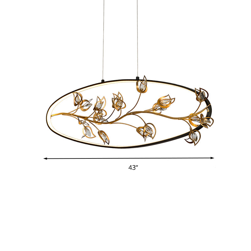Gold Branch Pendant Ceiling Light Modernism Leaf Crystal Chandelier - Rebooters
