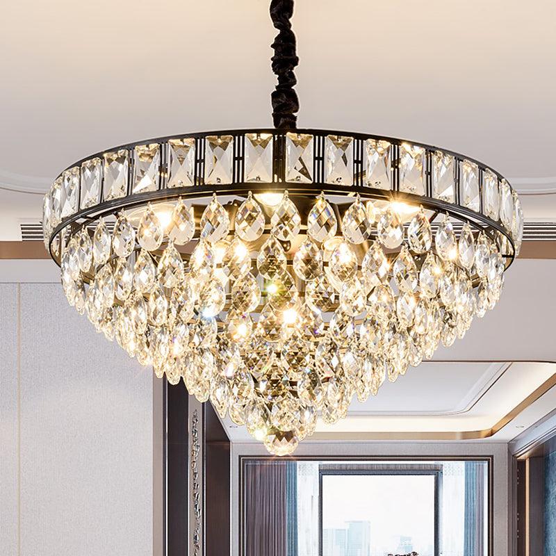 6 Heads Tapered Pendant Light Fixture Black Teardrop Chandelier - Rebooters