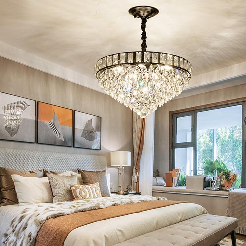 6 Heads Tapered Pendant Light Fixture Black Teardrop Chandelier - Rebooters