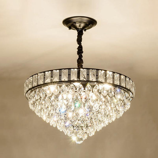 6 Heads Tapered Pendant Light Fixture Black Teardrop Chandelier - Rebooters