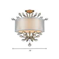 3 Heads Leaf Crystal Hanging Lamp Kit Modernism Silver Chandelier - Rebooters