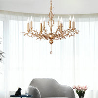 8 Heads Candelabra Chandelier Light Fixture Postmodern Brass Crystal Ceiling Pendant Light - Rebooters