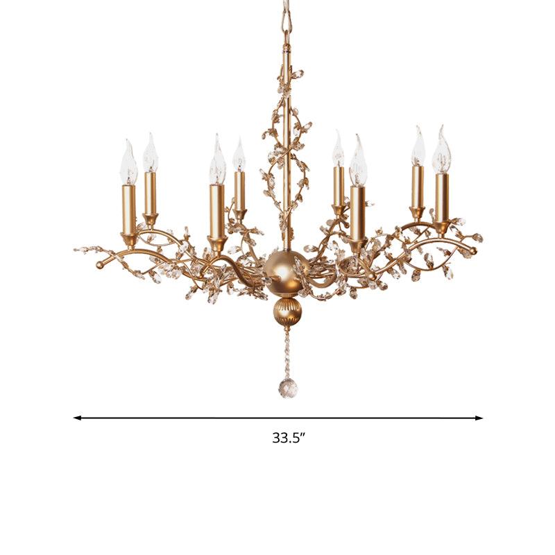 8 Heads Candelabra Chandelier Light Fixture Postmodern Brass Crystal Ceiling Pendant Light - Rebooters