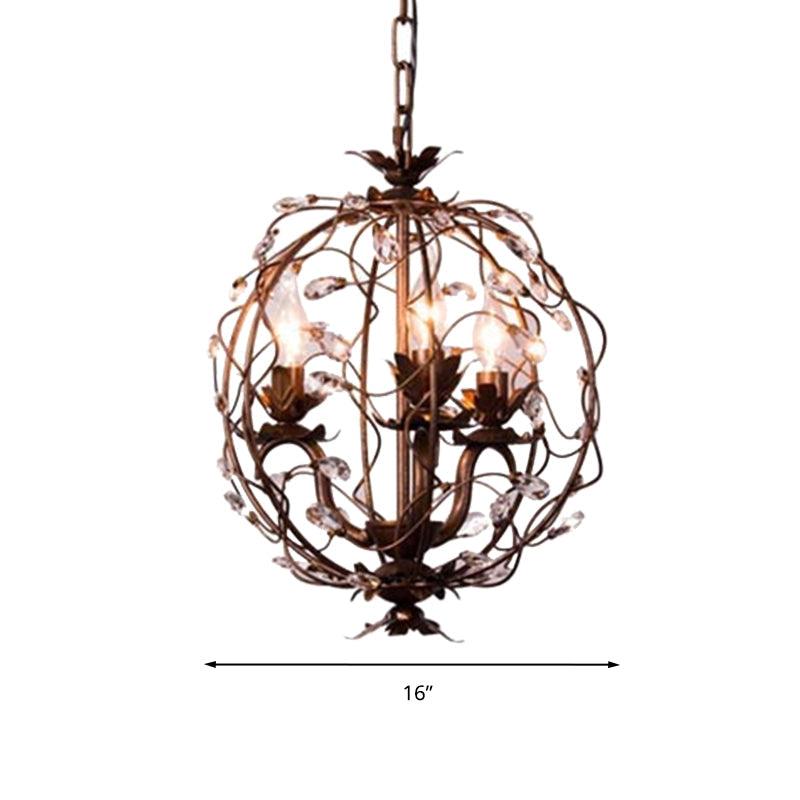 Brass 3 Lights Suspension Pendant Vintage Teardrop Crystal Orbit Chandelier - Rebooters