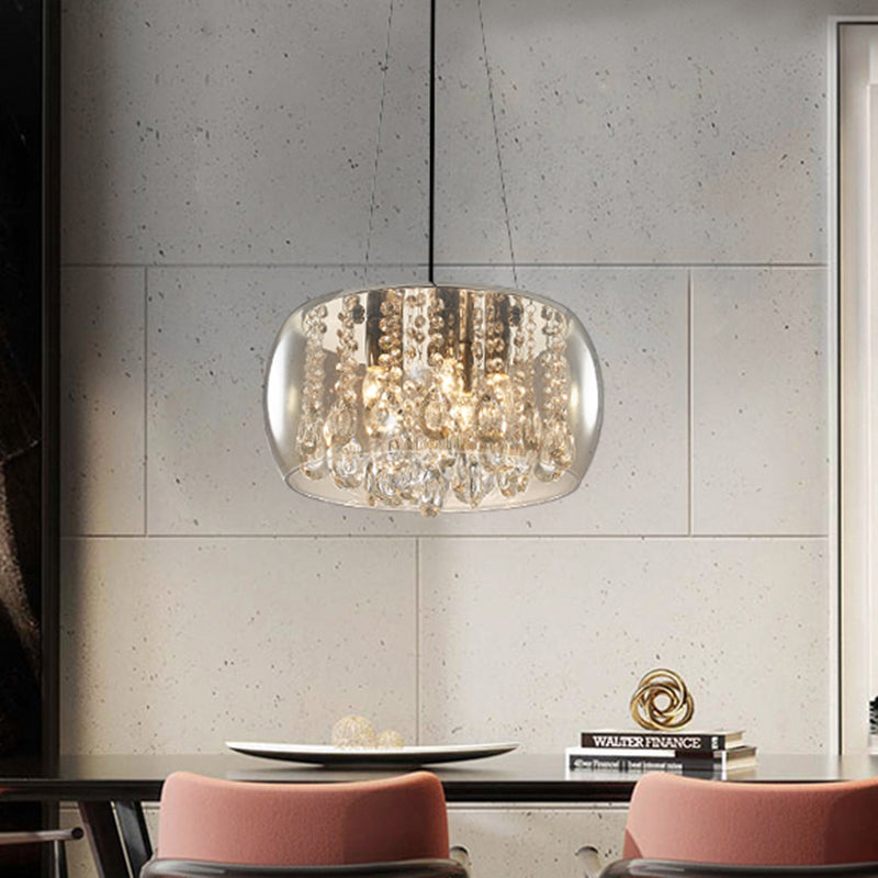Drum Dining Room Chandelier Lighting Simple Style Crystal Drop 3 Heads - Rebooters