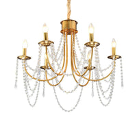 6 Heads Candle Style Ceiling Pendant Light Modern Gold Crystal Beaded Chandelier - Rebooters