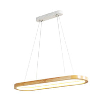 Beige Oval Ceiling Pendant Light Nordic Wood LED Chandelier - Rebooters