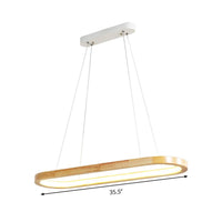 Beige Oval Ceiling Pendant Light Nordic Wood LED Chandelier - Rebooters
