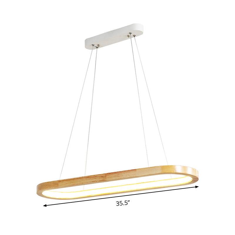 Beige Oval Ceiling Pendant Light Nordic Wood LED Chandelier - Rebooters