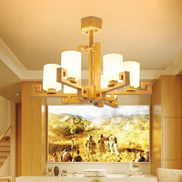 6 Heads Dining Room Ceiling Chandelier Modernism Beige Lamp - Rebooters