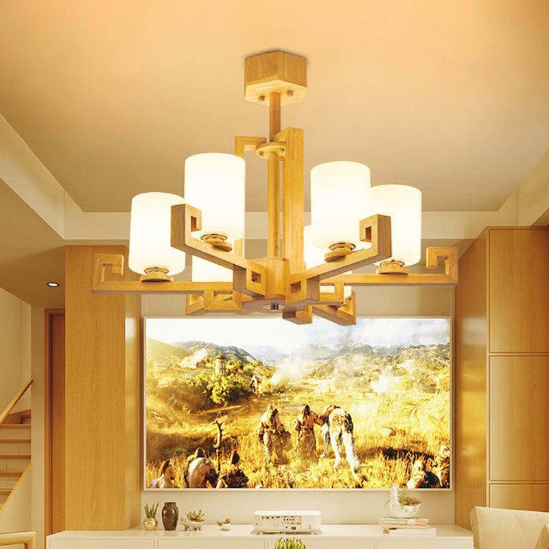 6 Heads Dining Room Ceiling Chandelier Modernism Beige Lamp - Rebooters