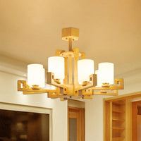 6 Heads Dining Room Ceiling Chandelier Modernism Beige Lamp - Rebooters